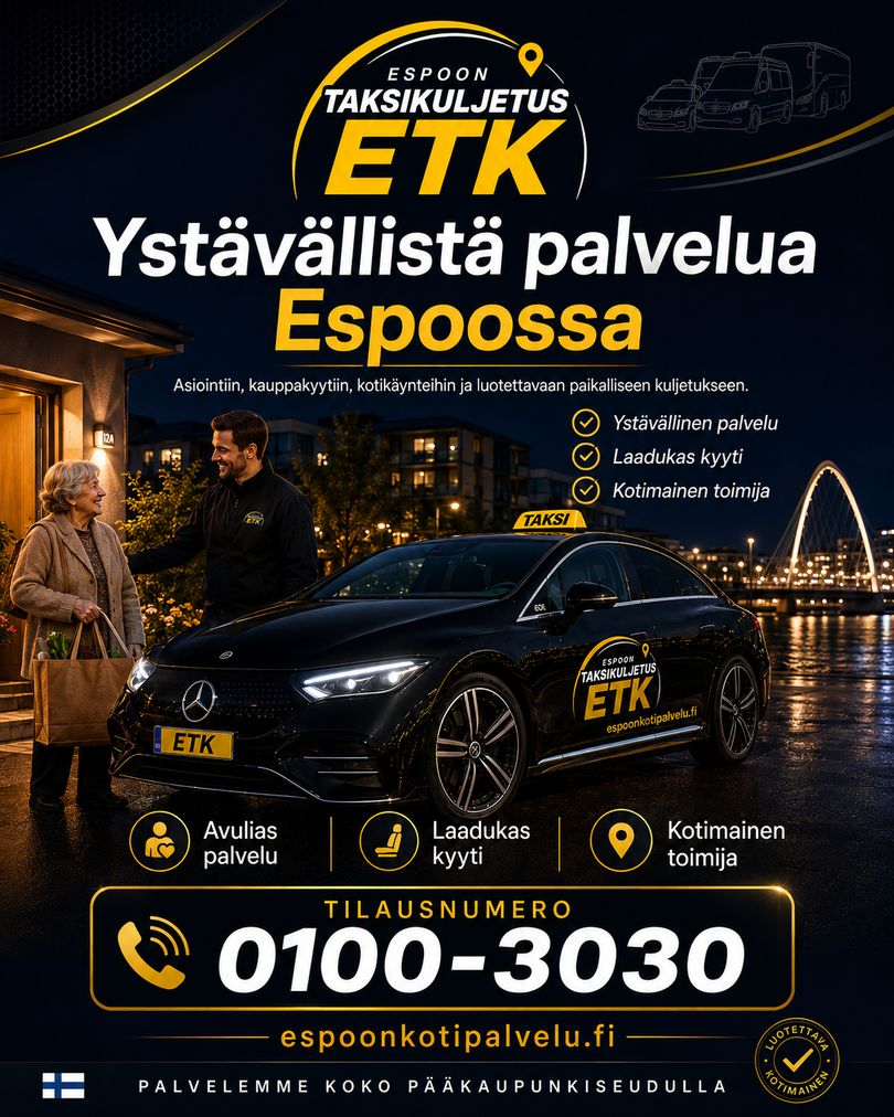 Taksi Espoo – tilaa numerosta 0100 3030